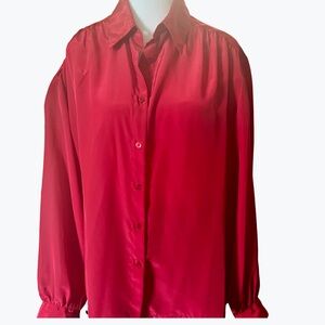 Vintage Retro Joyce Red Blouse Size 16